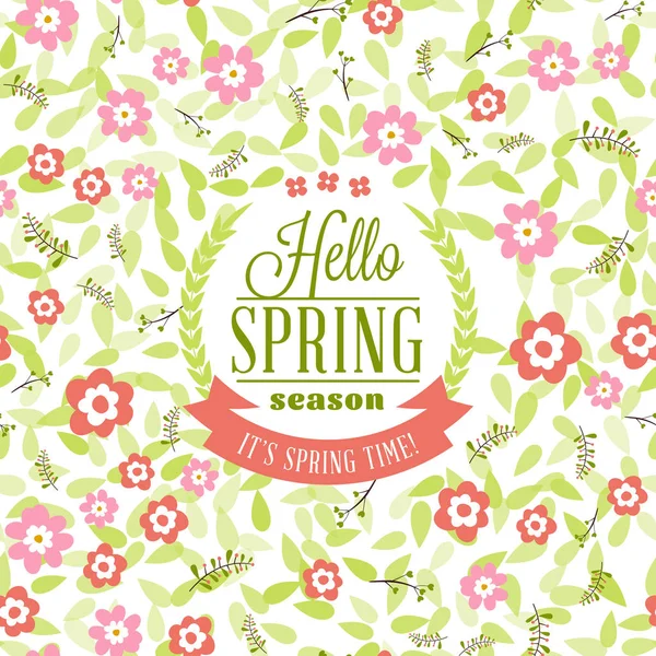 Lindo patrón floral sin costuras. Primavera vector de fondo. hola insignia primavera — Vector de stock