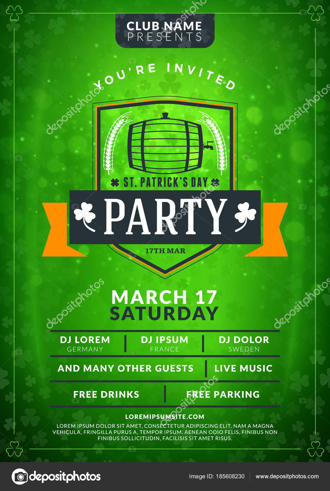 St Patrick's Day Flyer Template from st3.depositphotos.com