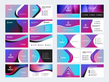 Çift taraflı kartvizit şablonları. İleti örneği tasarım vektör kümesi. Vektör çizim