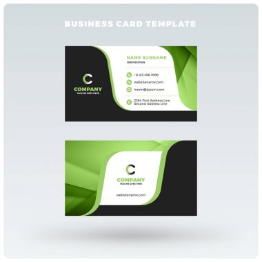 Çift taraflı yatay kartvizit şablon arka plan ile. Vektör mockup çizim. İleti örneği tasarım