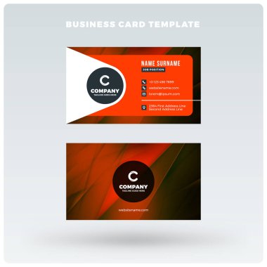 Çift taraflı yatay kartvizit şablon arka plan ile. Vektör mockup çizim. İleti örneği tasarım