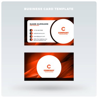 Çift taraflı yatay kartvizit şablon arka plan ile. Vektör mockup çizim. İleti örneği tasarım