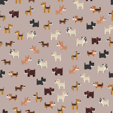 Köpeklerle sorunsuz arka plan. Düz vektör çizim