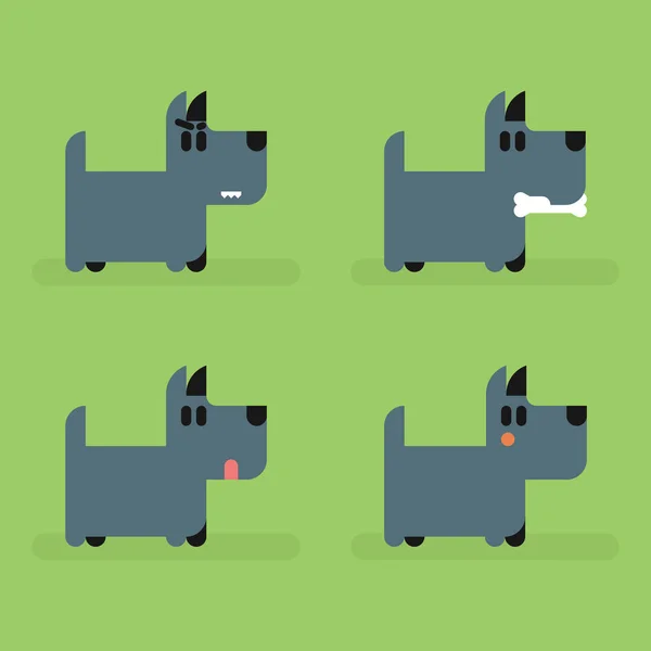 Roztomilý funny pes teriér s různými emocemi. Stojící, stravovací, vztek, Stud, zvědavost — Stockový vektor