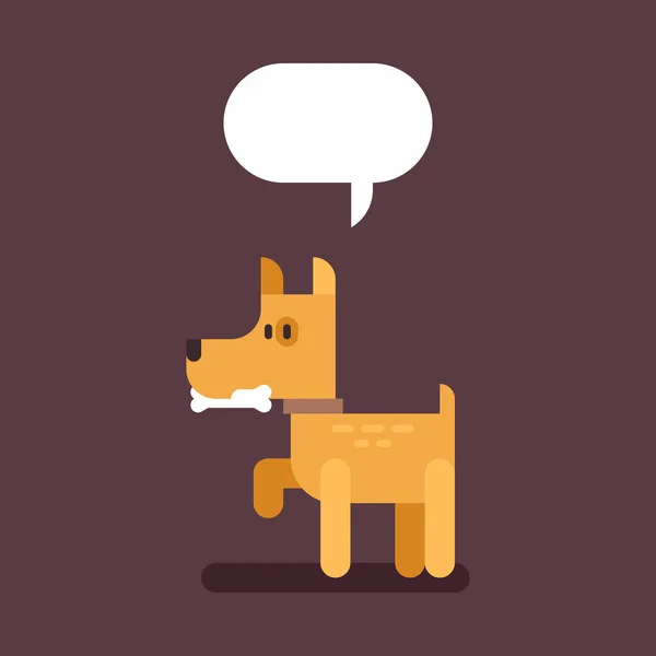 Çizgi film karakteri ile konuşma balonu küçük köpek. Vektör düz çizim — Stok Vektör