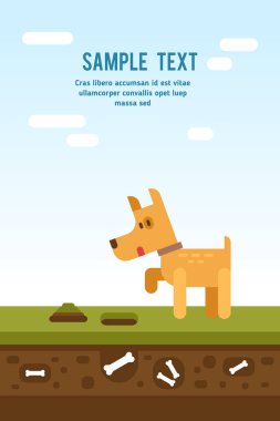 Çizgi film karakteri küçük köpeği için bir kemik arıyorum. Vektör düz çizim