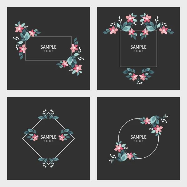 Set of cards with floral frames. Wedding ornament concept. Vector layout decorative greeting card or invitation design background — Stock Vector