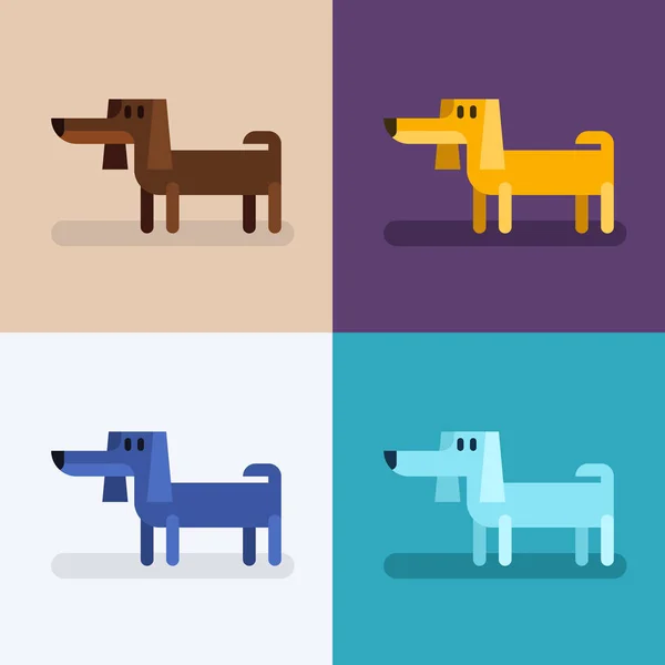 Cão engraçado bonito definido em cores diferentes. Ilustração vetorial — Vetor de Stock