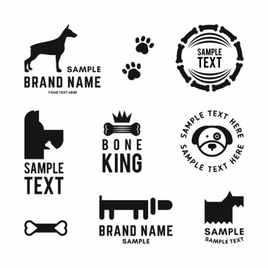 Vektör köpek logo ve köpek kulübü ya da alışveriş için simgeler kümesi