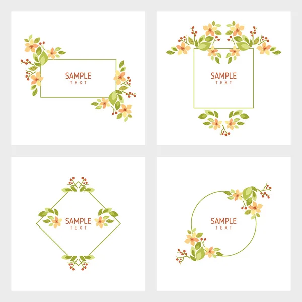 Set of cards with floral frames. Wedding ornament concept. Vector layout decorative greeting card or invitation design background — Stock Vector