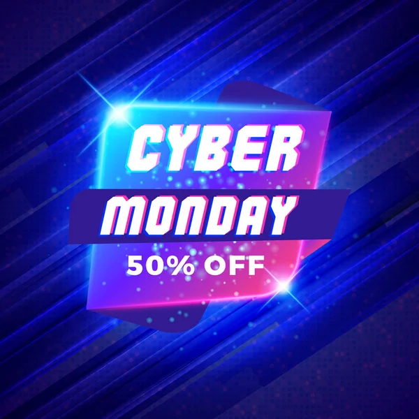 Aufkleber für den Cyber-Monday-Verkauf. Rabattbanner. Sonderangebot Verkaufsetikett auf dunkelblauem Hintergrund. Vektorillustration — Stockvektor