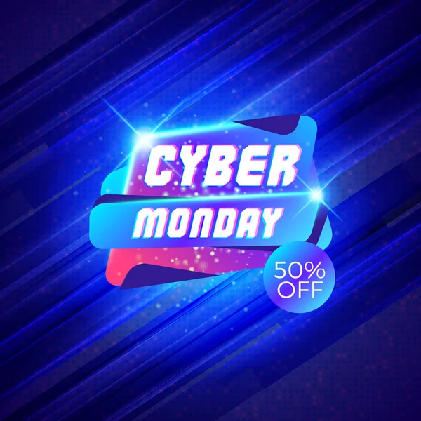 Aufkleber für den Cyber-Monday-Verkauf. Rabattbanner. Sonderangebot Verkaufsetikett auf dunkelblauem Hintergrund. Vektorillustration — Stockvektor