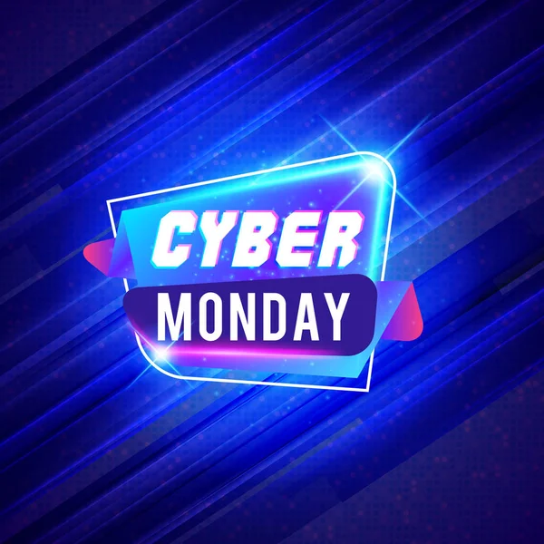 Sticker vente Cyber Monday. Bannière de réduction. Offre spéciale étiquette de vente sur fond bleu foncé. Illustration vectorielle — Image vectorielle