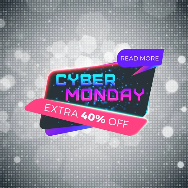 Aufkleber für den Cyber-Monday-Verkauf. Rabattbanner. Sonderangebotsverkauf Tag. Vektorillustration — Stockvektor