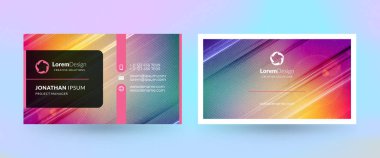 Çift taraflı yatay kartvizit şablonu. Vektör modelleme çizimi. Kırtasiye tasarımı. Yarıton dokusu