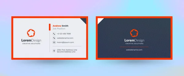 Double-sided horizontal business card template. Vector mockup illustration. Stationery design. Halftone texture — Stock vektor