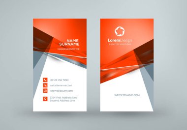 Dikey çift taraflı kartvizit şablonu. Vektör çizim. İleti örneği tasarım