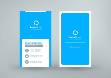 Dikey çift taraflı kartvizit şablonu. Vektör çizim. İleti örneği tasarım