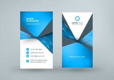 Dikey çift taraflı kartvizit şablonu. Vektör çizim. İleti örneği tasarım