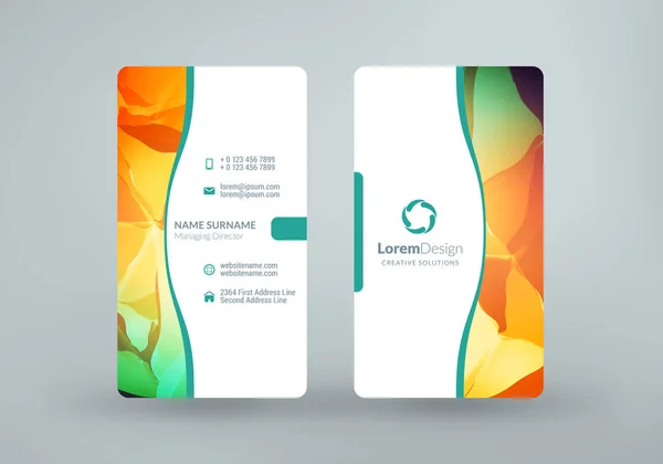 Plantilla de tarjeta de visita vertical de doble cara. Ilustración vectorial. Diseño de papelería — Vector de stock