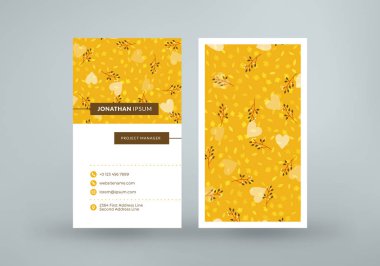 Güzel çiçekli çift taraflı bir kartvizit şablonu. Vektör modelleme çizimi. Kırtasiye tasarımı
