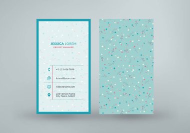 Güzel çiçekli çift taraflı bir kartvizit şablonu. Vektör modelleme çizimi. Kırtasiye tasarımı