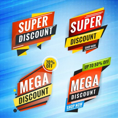 Pankart, web sitesi, poster için promosyon amaçlı kavramsal şablonlar. Özel teklif etiketleri. Vektör illüstrasyonu