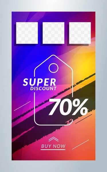 Editable template for social media stories. Instagram story template. Vector colorful illustration. Promotion on web app — 스톡 벡터