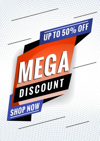 Mega discount. Promotional concept template for banner, website, poster. Special offer tag. Vector illustration Stock Illustration