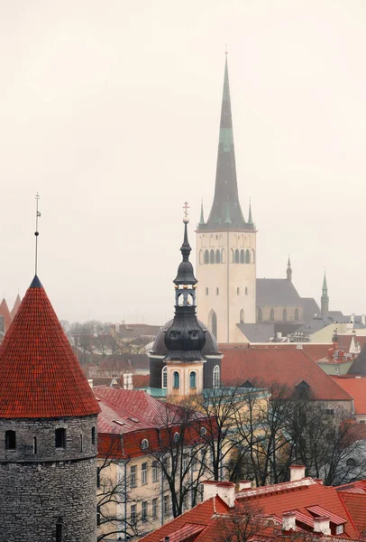 Aeirial View Olaf Cathedral Upper City Tallinn Észtország — Stock Fotó