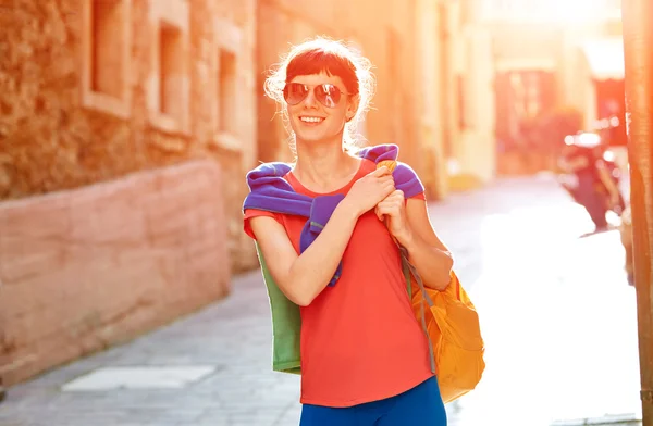 Turista nel centro storico — Foto Stock