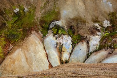 Landmannalaugar, İzlanda yakınındaki rhyolite dağlarda renkli Vadisi