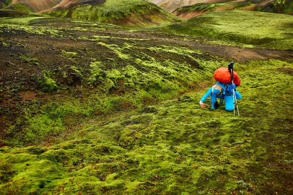 Vandrare i fjällen, Island — Stockfoto