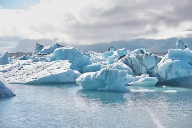 İzlanda Buzul Koyu 'nun güzel soğuk manzara resmi,