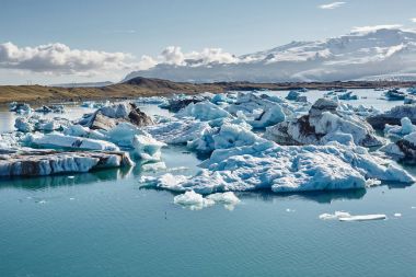 İzlanda Buzul Koyu 'nun güzel soğuk manzara resmi,
