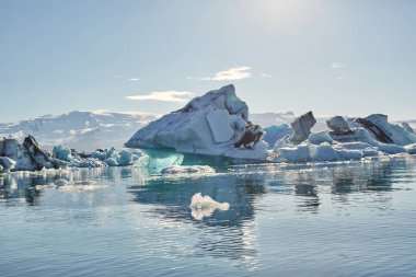 İzlanda Buzul Koyu 'nun güzel soğuk manzara resmi,