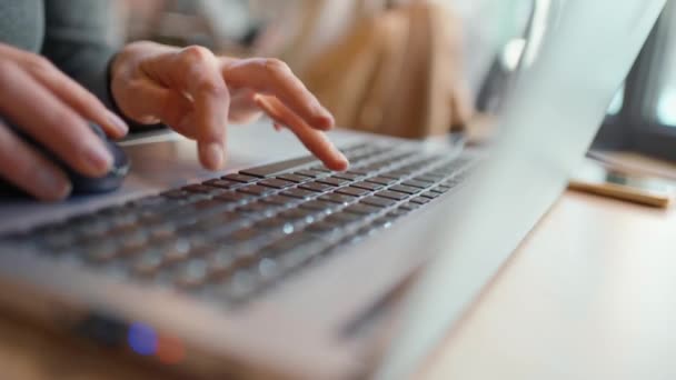 Close-up de mulher jovem usando laptop — Vídeo de Stock