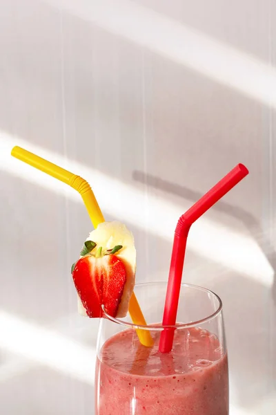 Smoothies Erdbeerbanane Smoothies Die Hause Zubereitet Werden Leckeres Und Gesundes — Stockfoto