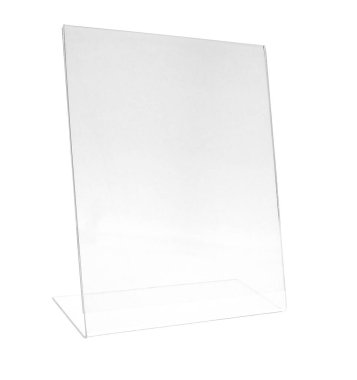 Beyaz arkaplan dikey biçimine sahip akrilik poster sahibi