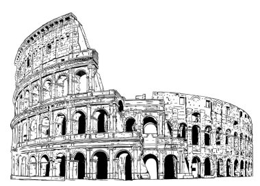 Roma, İtalya 'daki Kolezyum tiyatrosunun çizimi