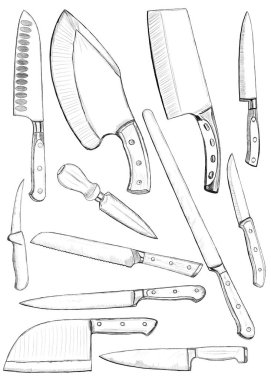 Profesyonel şef ve kasap bıçakları.