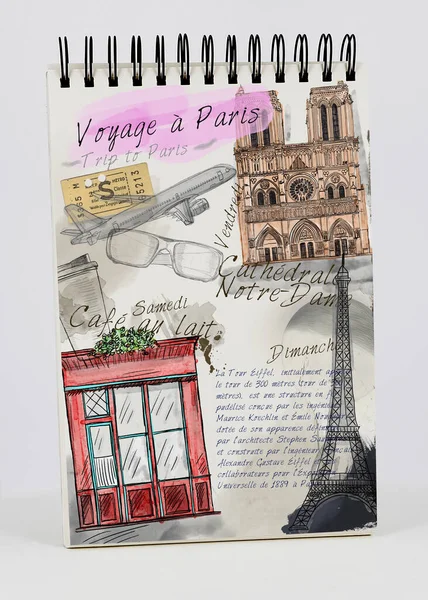 Caderno Viagem Paris Ilustrado França — Fotografia de Stock