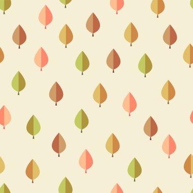 Sonbahar kusursuz dekoratif desen. Açık arkaplanda renkli biçimlendirilmiş yapraklar.