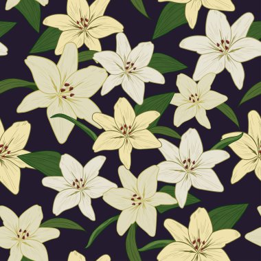 Elle çizilmiş zambak çiçeklerinin dikişsiz deseni