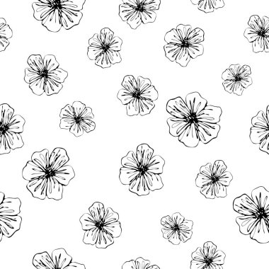 Şekil verilmiş karikatür çiçekleri. Kusursuz desen.