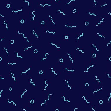 Basit, soyut, dikişsiz desen. Açık sarı zemin üzerinde daireler, spiraller ve dalgalar