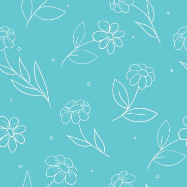 Karalama çizgisi çizilmiş çiçekler, vektör çizimi. Kusursuz çiçek deseni.