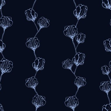 El çizimi bahar çiçekleri, vektör çizimi. Kusursuz güzel desen