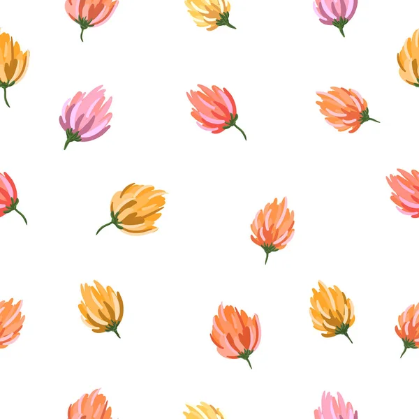 Kézzel Rajzolt Tavaszi Virágok Vektor Illusztráció Zökkenőmentes Gyönyörű Minta — Stock Vector