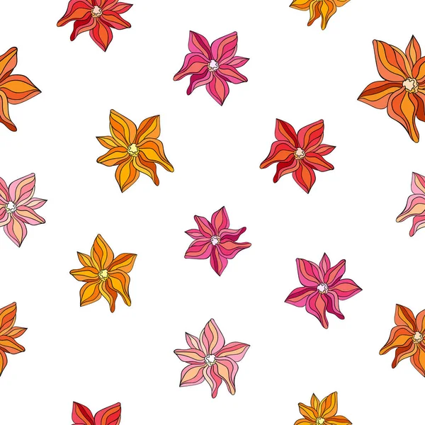 Patrón Sin Costura Floral Dibujado Mano Flores Lirio — Vector de stock